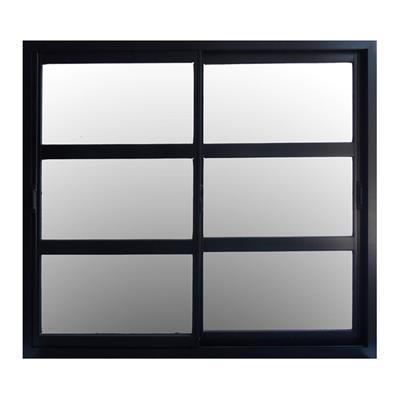 Ventana Corrediza Aluminio Nexo Moderna Negro Vidrio Repartido Horiz 120X110 W3064